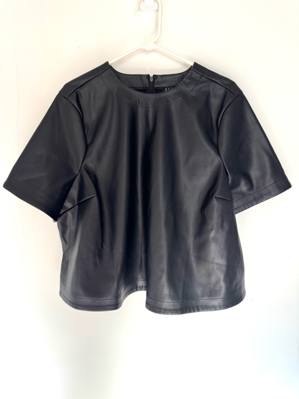 Eloquii Vegan Leather Black Short-Sleeve Top